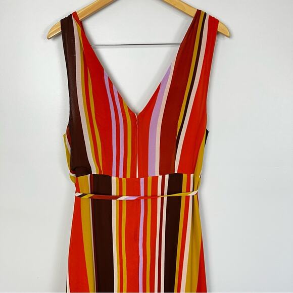 Forever21 Retro Striped Double V neck Candy-cane Stripe Maxi Dress Size 2X NEW - Picture 8 of 12